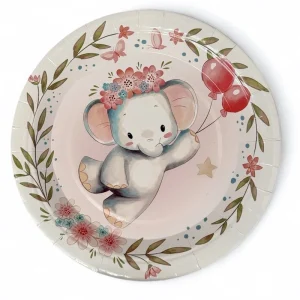 Liten Elefant Papptallerkner, 23 cm