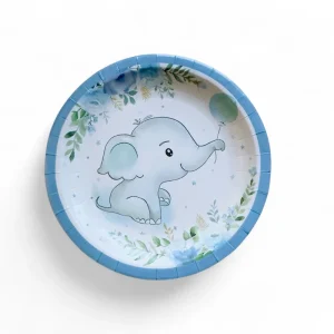 Blå Elefant Papptallerkner, 16 stk