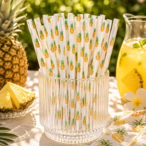 Hvite Sugerør med Ananas