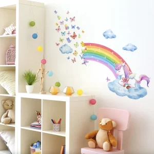 Unicorn Regnbue Wallsticker