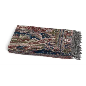 Ullpledd Paisley Blue/Rose