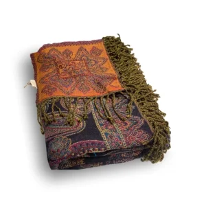 Ullpledd Paisley Black/Orange