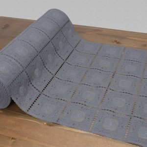 Voksduk Dessa løper rose grå heklet 50cm metervare